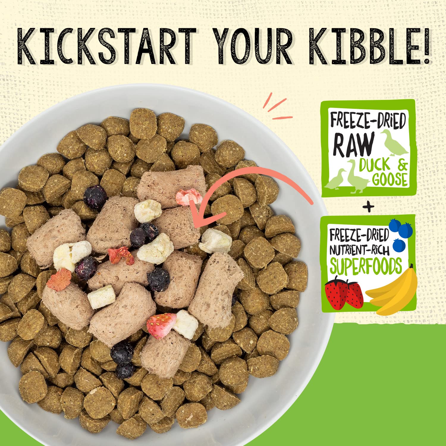 Stella & Chewy's freeze-dried duck piece closeup emphasizes protein-packed bites dogs may love