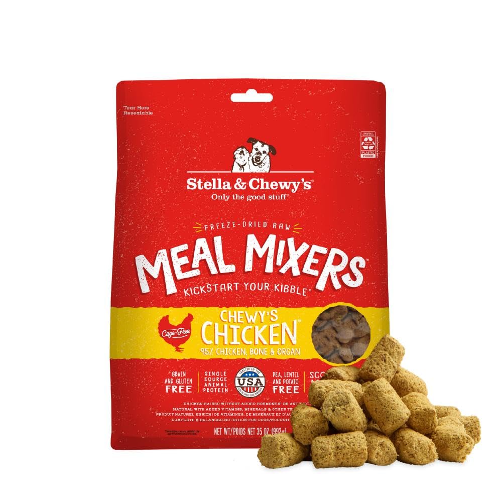 Stella & Chewy's freeze-dried mixers in a bowl to topple meals for flavor.