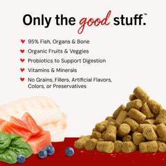 Stella & Chewy's close-up texture of morsels suggests high-protein nutrition