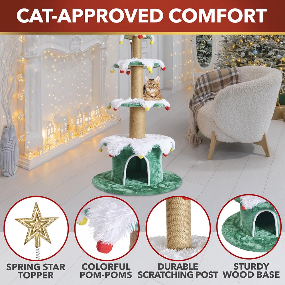 Stephan Roberts Cat Christmas Tree Multi-Level Platforms invite climbing and perching
