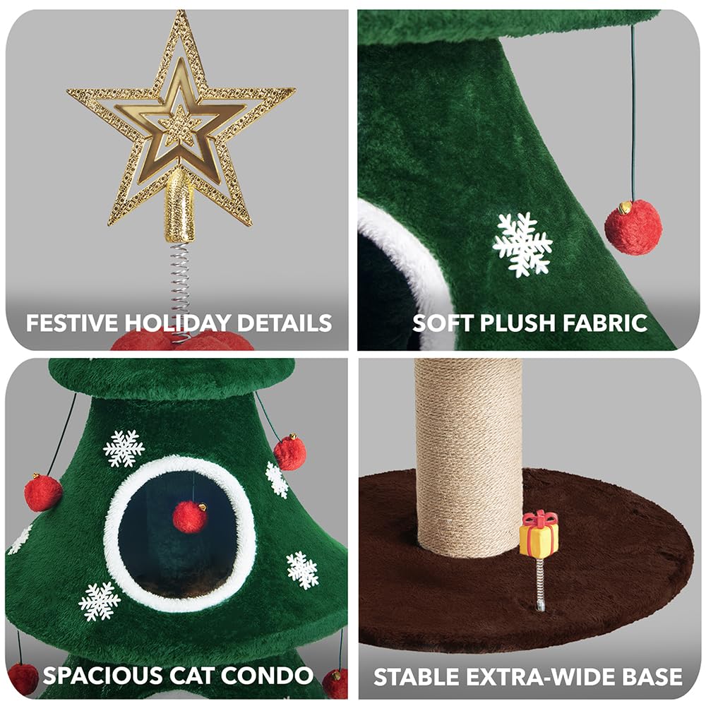 Stephan Roberts cat Christmas tree star topper adds festive charm and visual focal point.