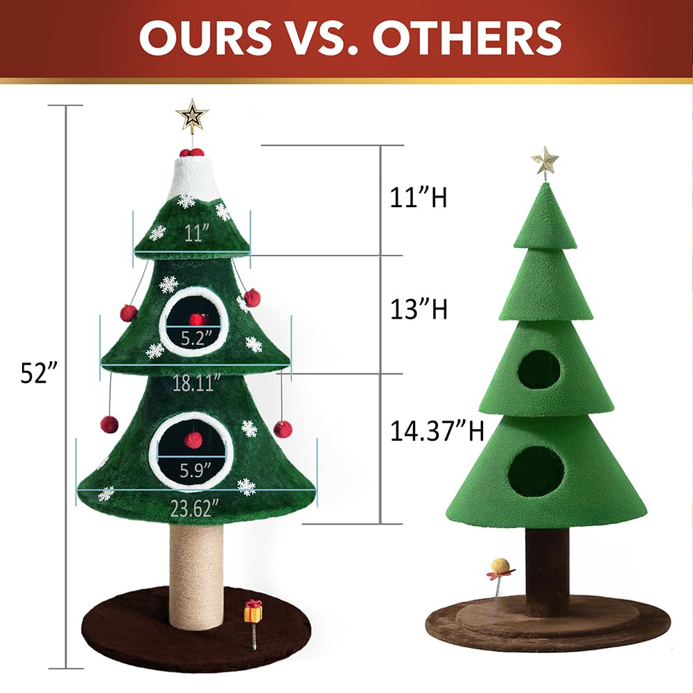 Stephan Roberts cat Christmas tree wide base ensures stability for energetic multi-cat households.