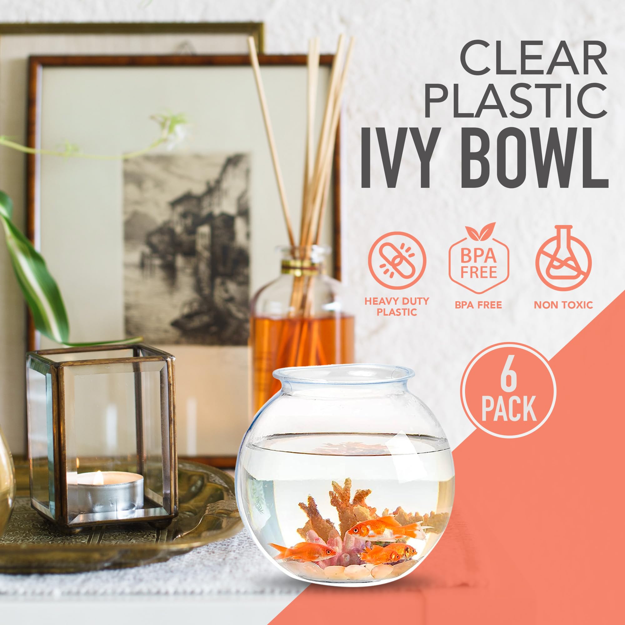 Sterline fish bowls measure 4 inches tall with 16 oz capacity.