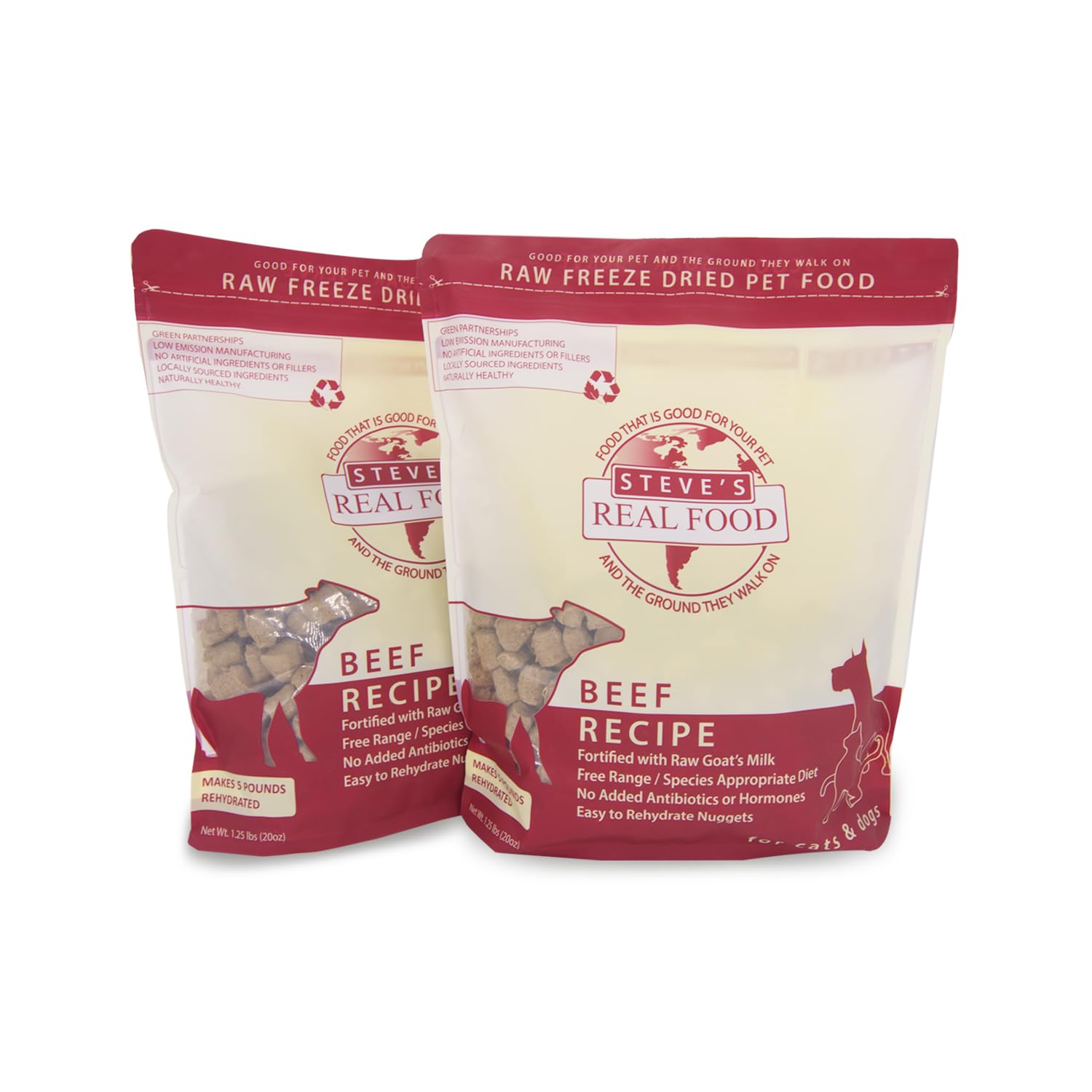 Steve's Real Food beef nuggets packaging presents a complete meal option for pets.