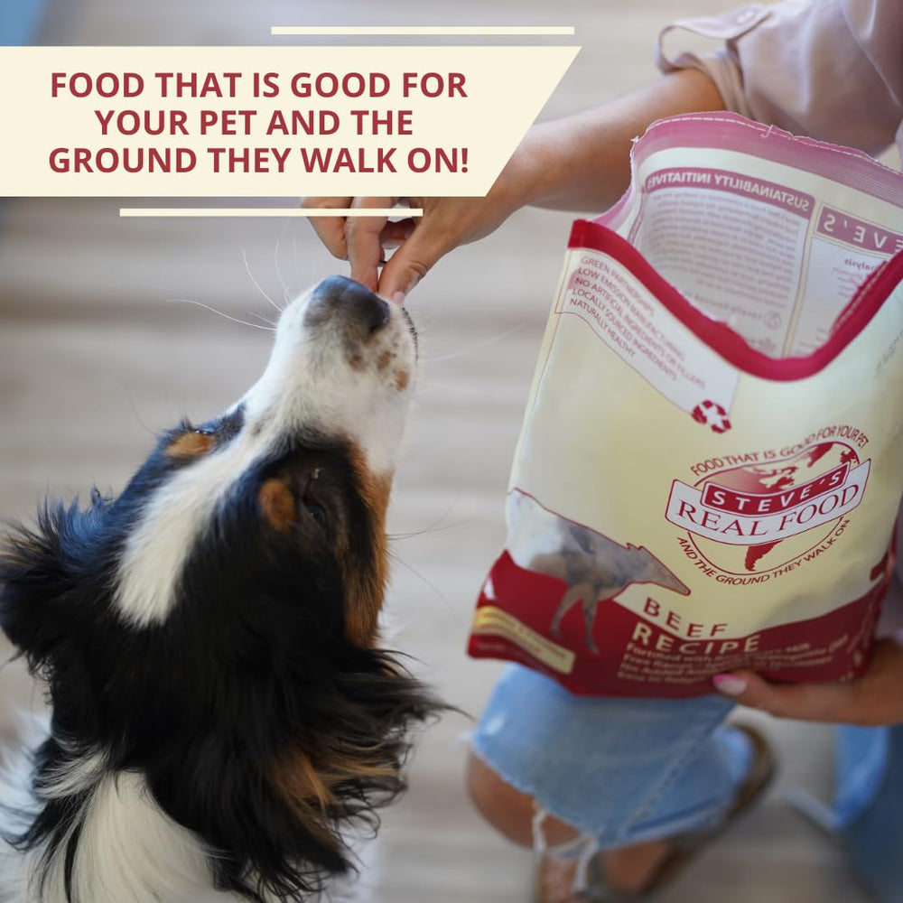 Steve's Real Food beef nugget meal for dogs and cats.