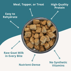 Steve's Real Food freeze-dried nuggets served as a meal topper for picky eaters.