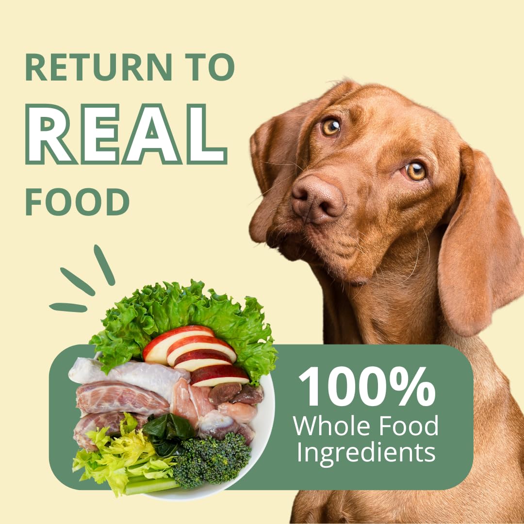 Steve's Real Food pouch-open display showing toppable nuggets for meals.