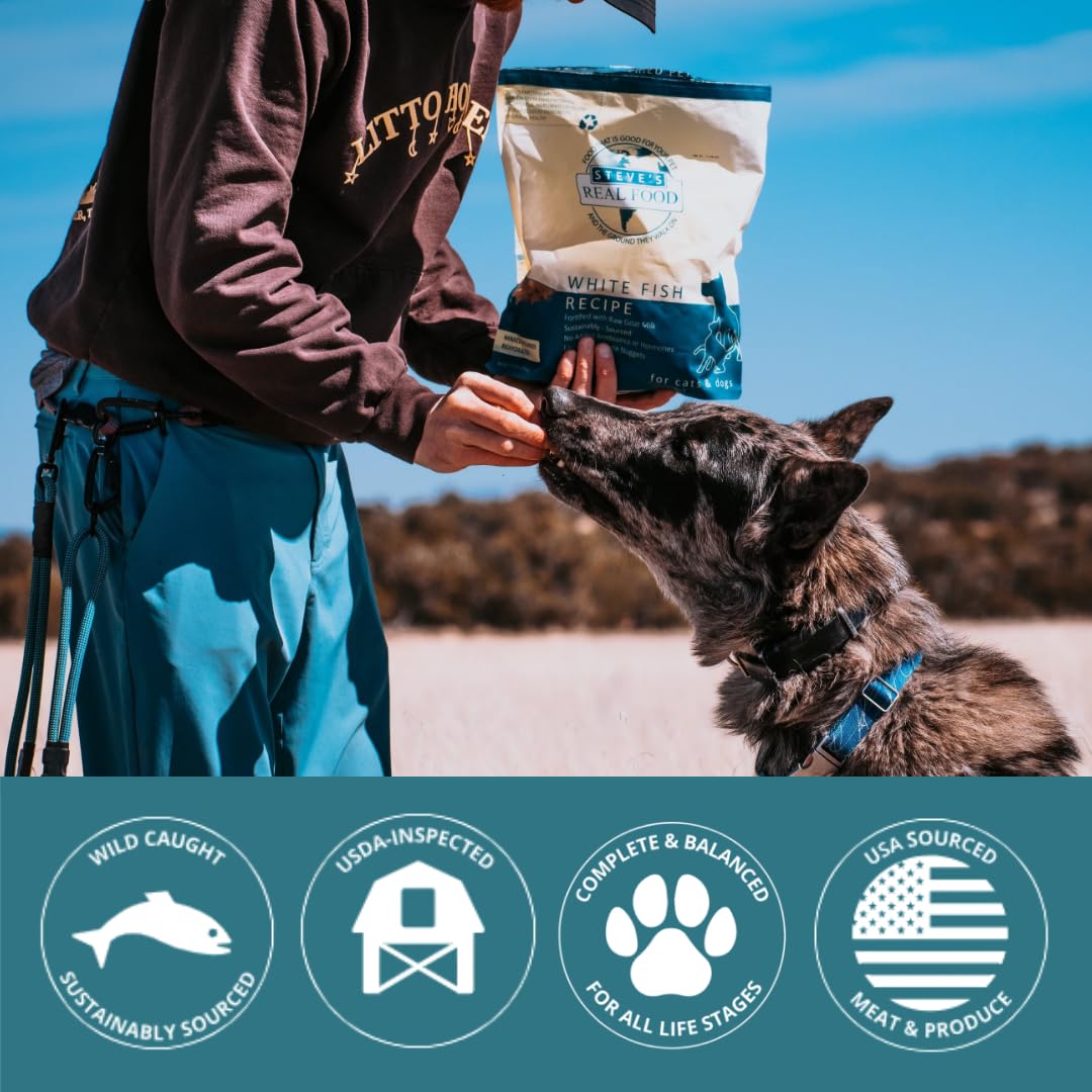Steve's Real Food balanced nutrition supports dogs and cats in a convenient format.