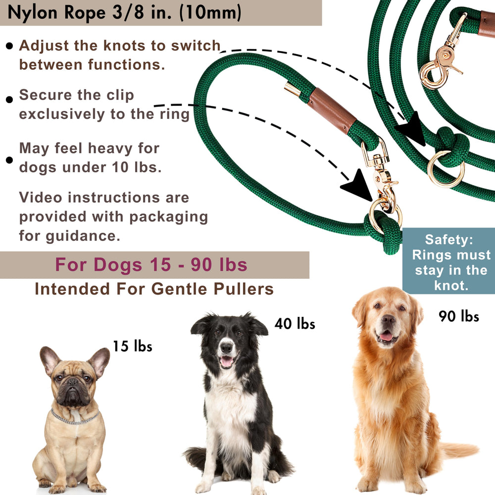 Sticks N' Bones co adjustable leash 4.3 to 7.5 ft suits flexible training