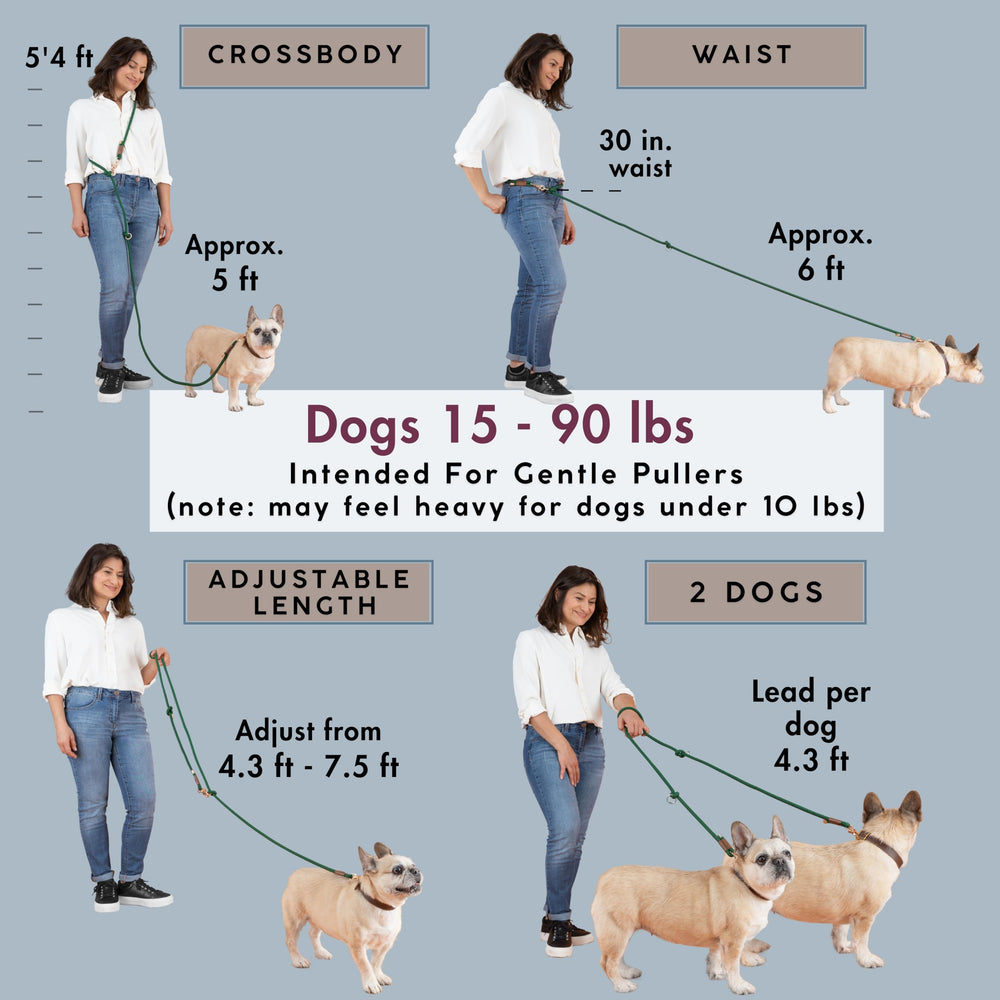 Sticks N' Bones co crossbody dog leash frees your hands for multitasking