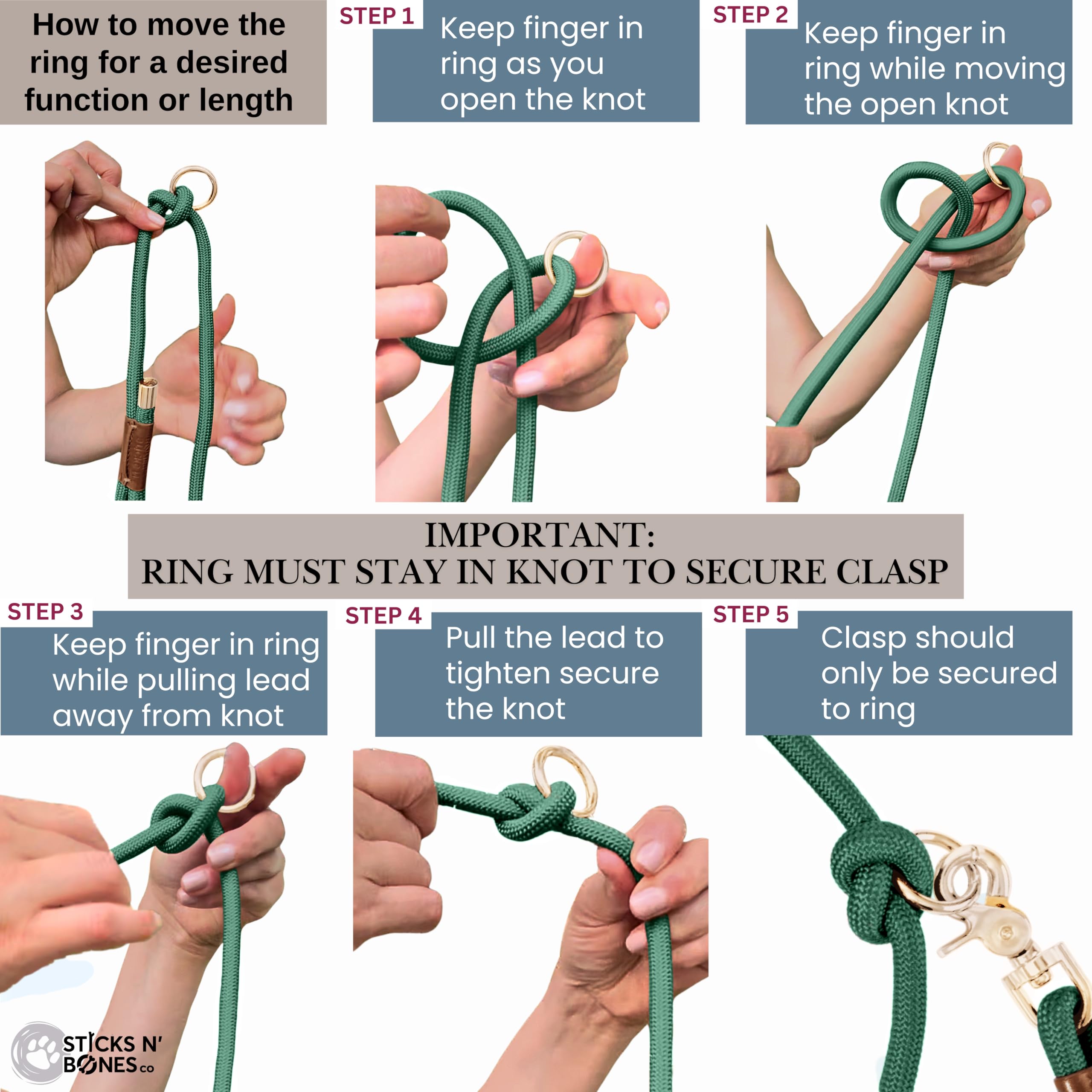 Sticks N' Bones co dual handle leash adds control when dogs pull