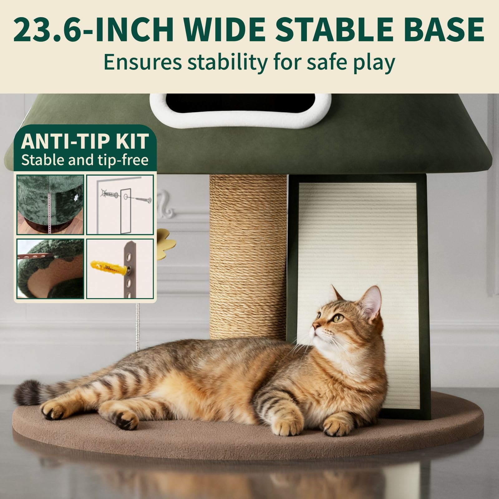 STILLCOVE cat-tree-multi-level-tower offers safe climbing for active cats.