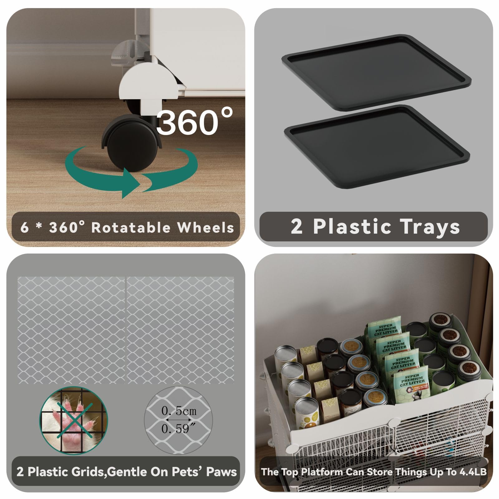 STILLCOVE rabbit house on wheels with tray — easy relocation for daily routines