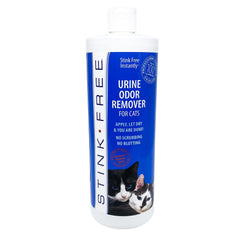 Stink Free 32oz bottle with spray nozzle for cat urine odor removal.