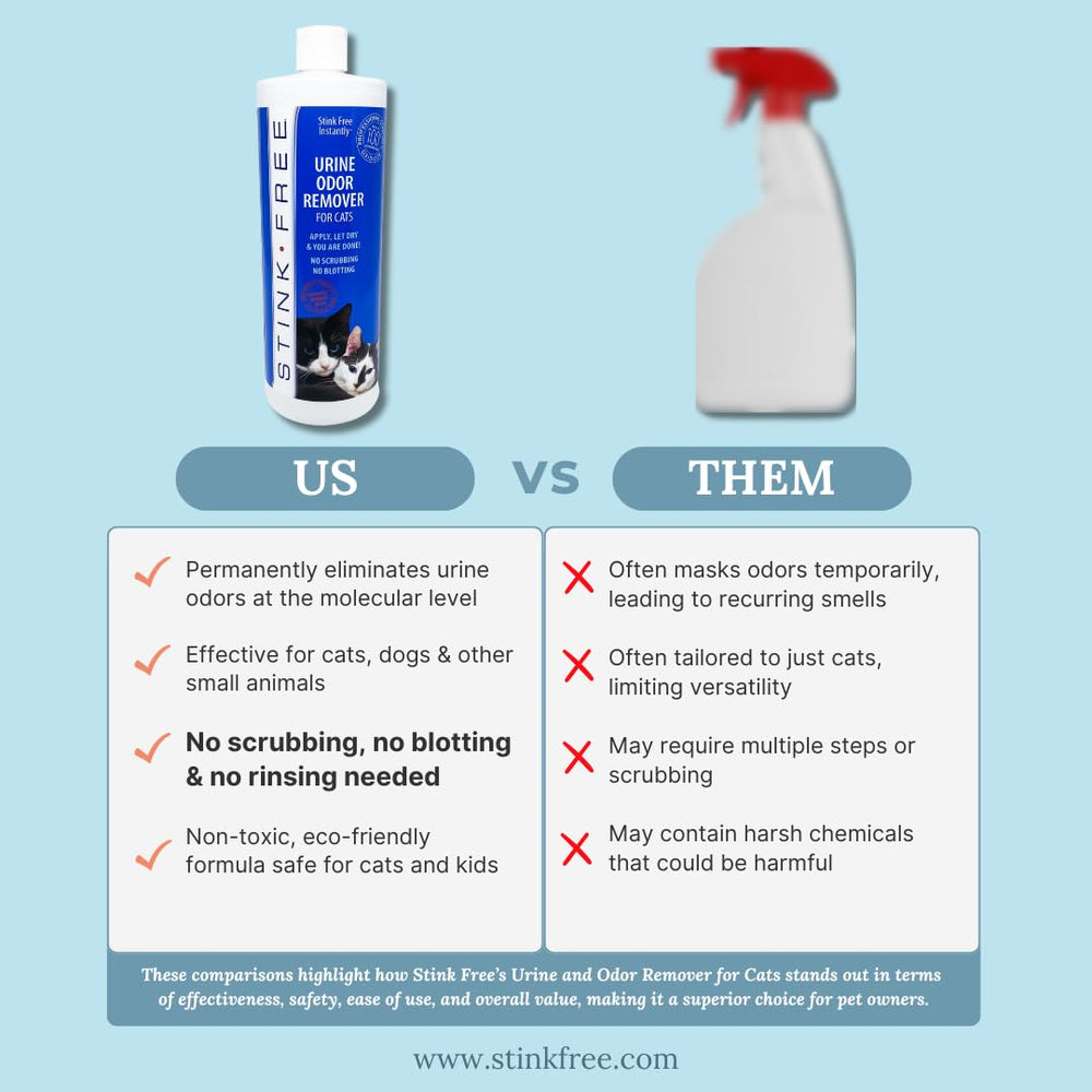 Stink Free carpet application demonstrates instant odor neutralization on carpets.