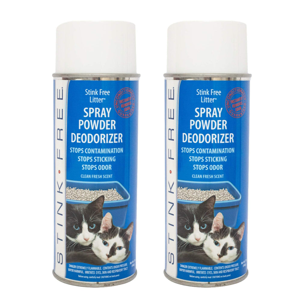 Stink Free 2-cans deodorizer for litter box; convenient cleaning and odor control.