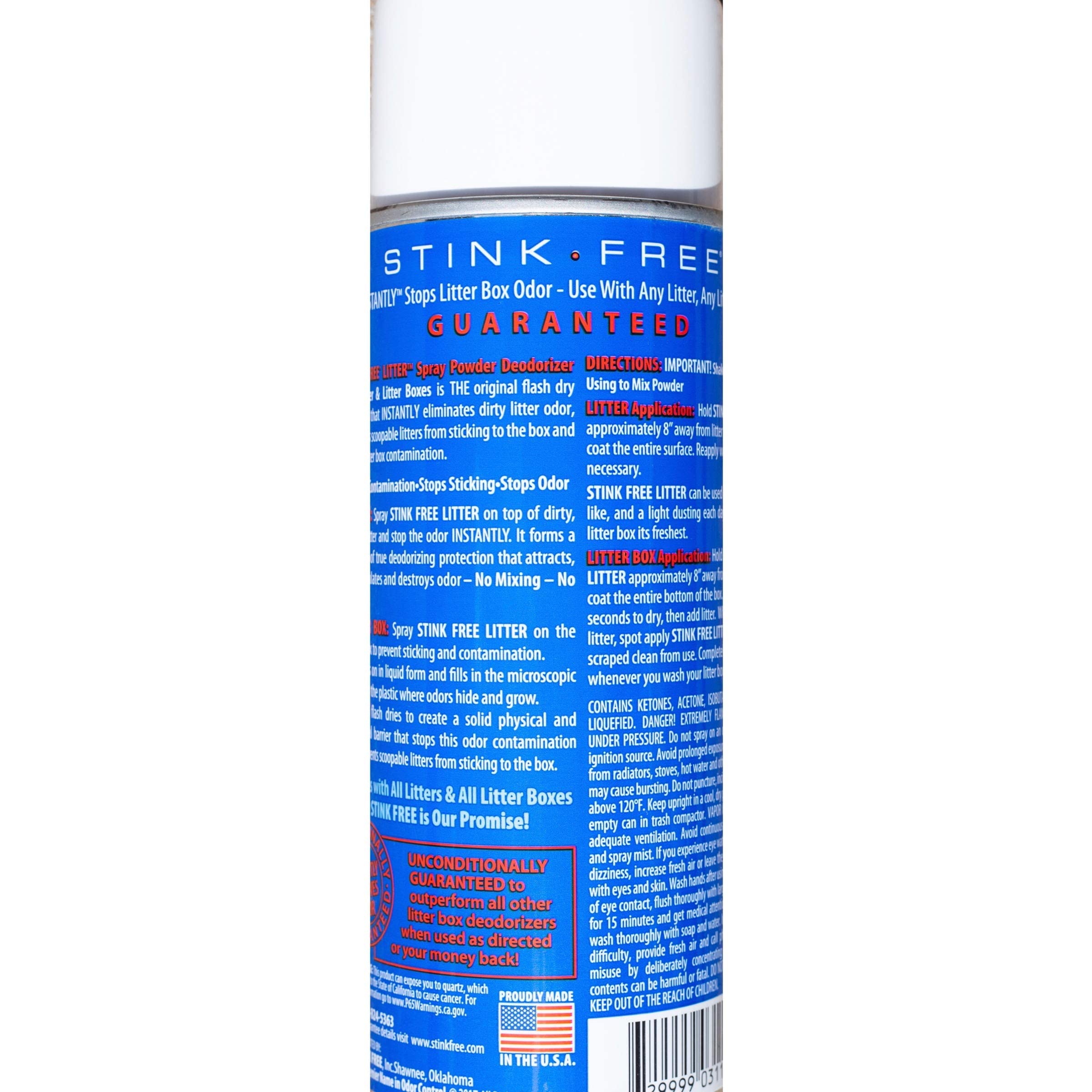 Stink Free made in USA two cans; quality, safety, and convenience.