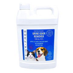 Stink Free Pet Urine Odor Eliminator bottle ready for carpet spot treatment.