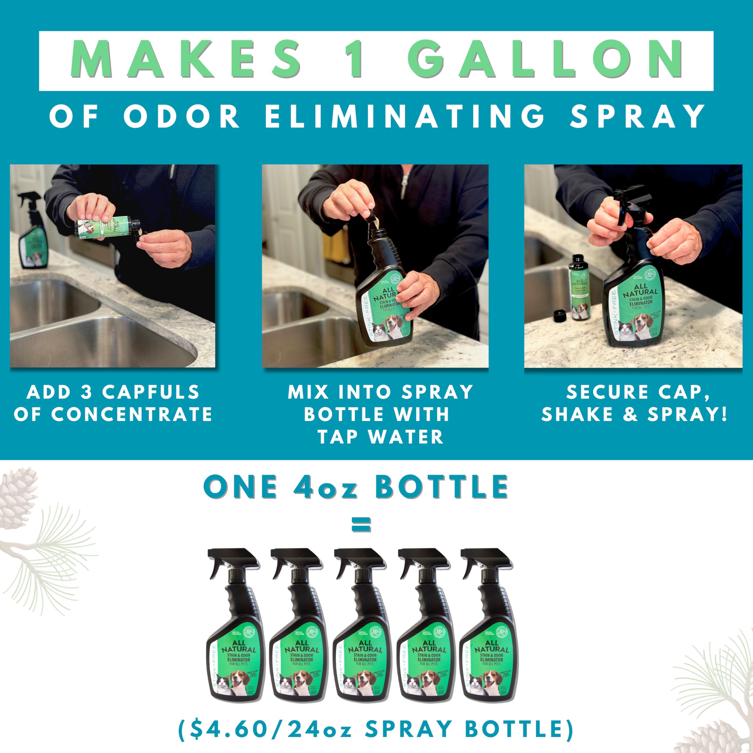 Stink Free dog-bed-application targets odors in fabrics and upholstery.