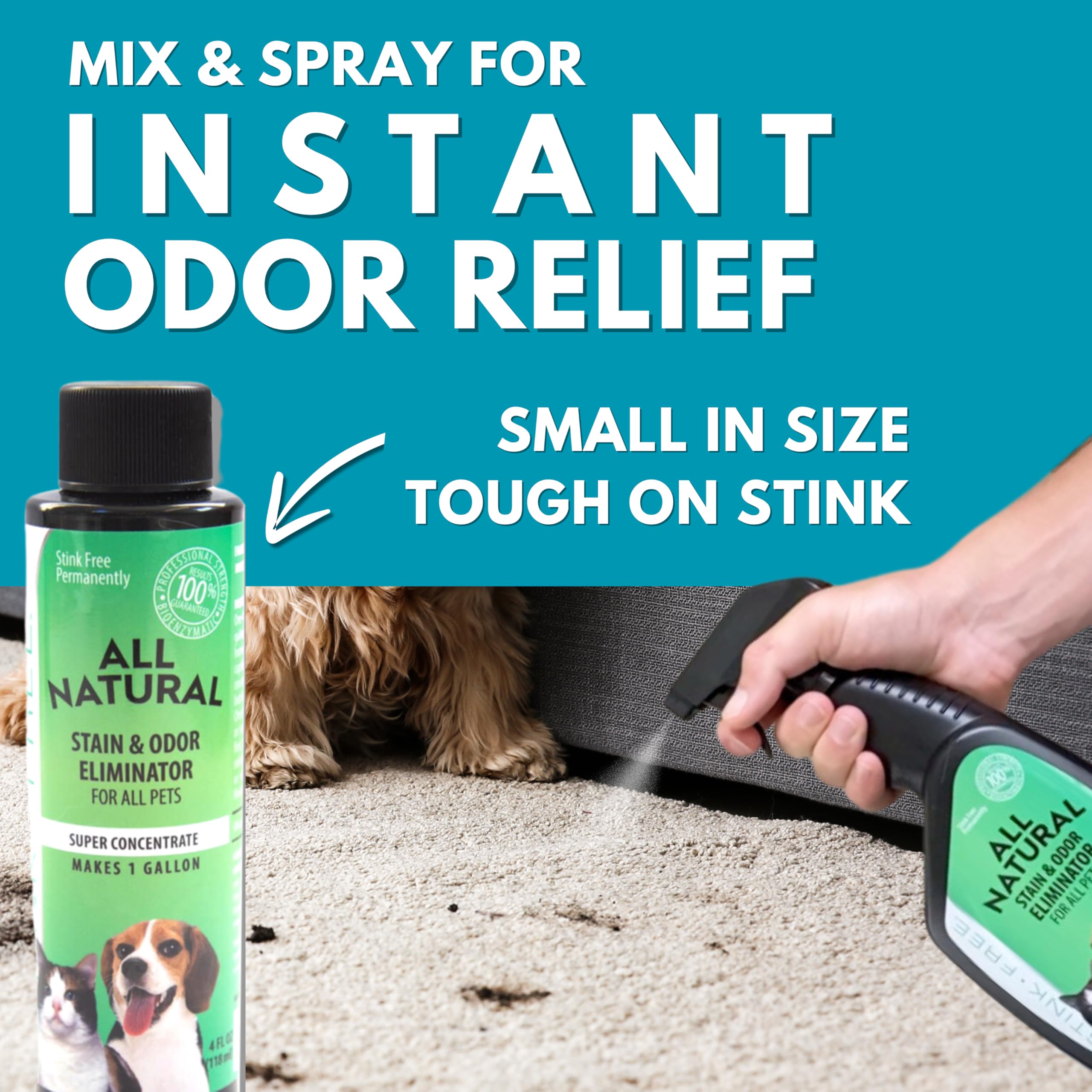 Stink Free hardfloor-spray tackles stains and leaves a light scent.