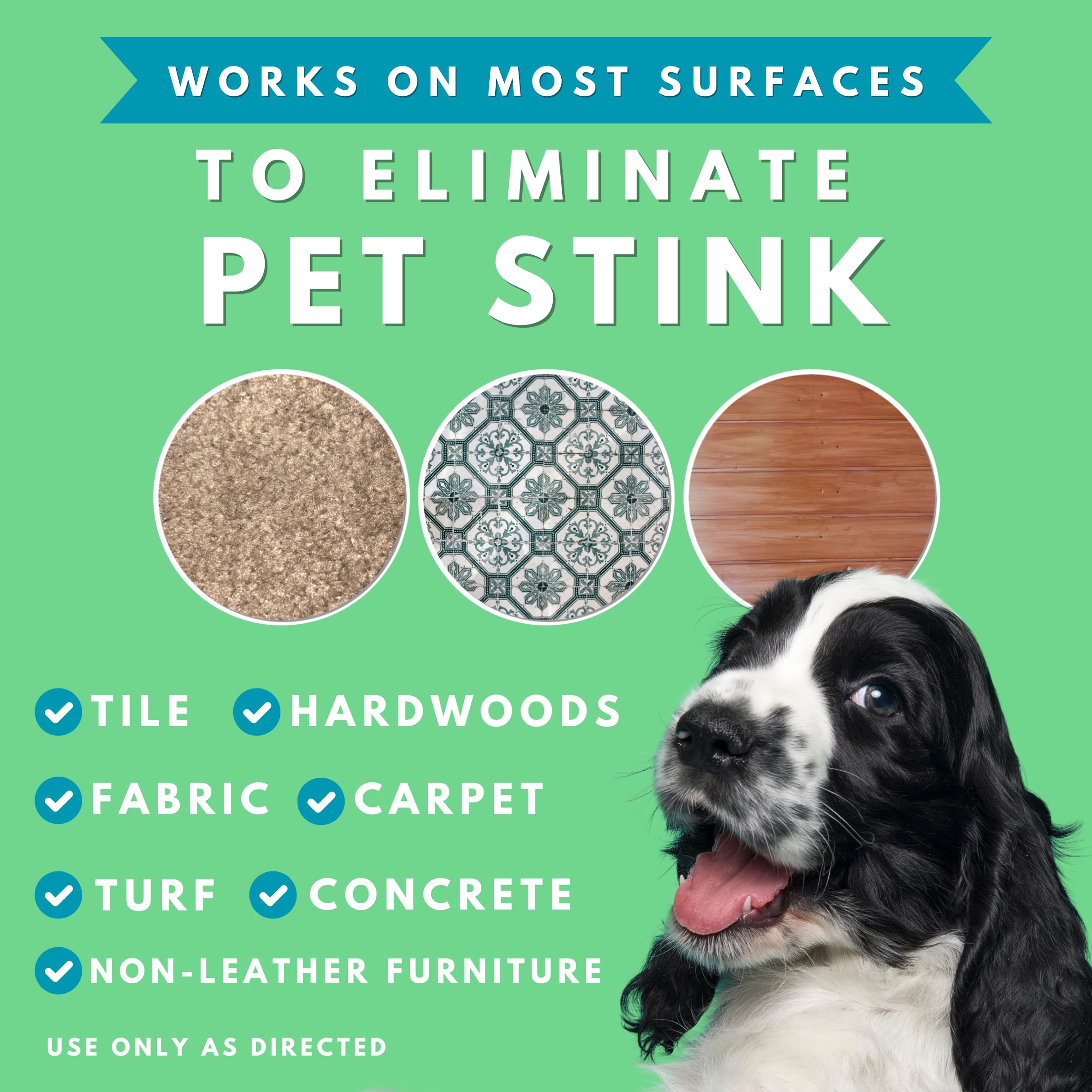 Stink Free kennel-cleaning-solution penetrates fibers for odor control.
