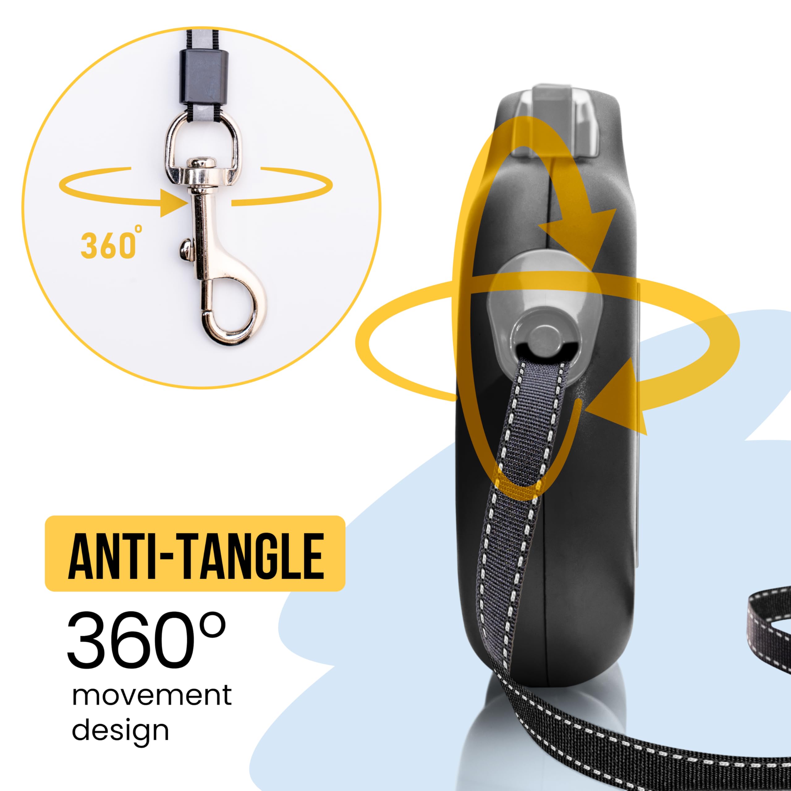 STITCHLEASH StitchLeash 360-degree tangle-free mechanism prevents knots.
