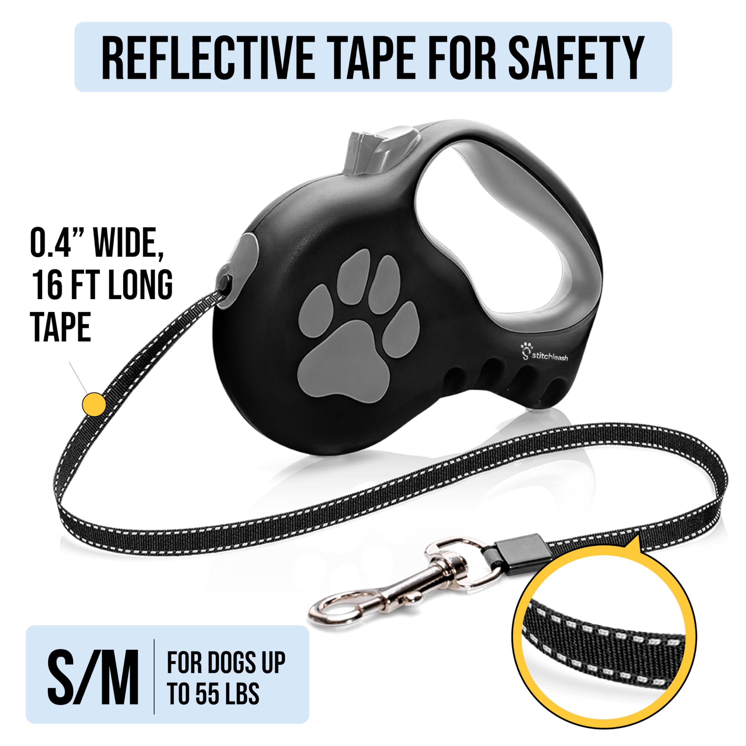 StitchLeash 360-degree rotation prevents tangling for smoother walks.