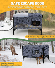 Stohot Premium Heated Cat House waterproof awning shields from rain