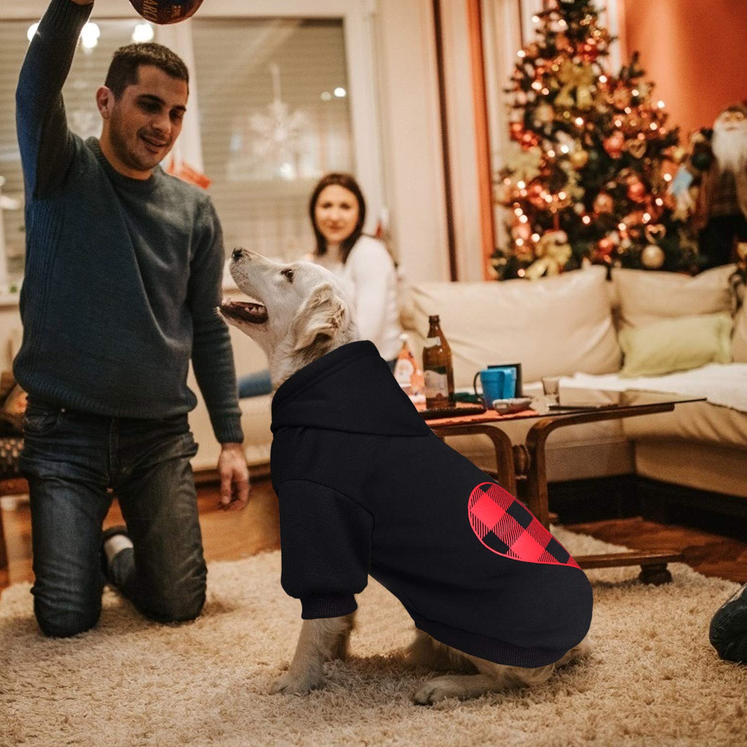 Stpiatue dog hoodie brushed fleece interior feels soft and cozy
