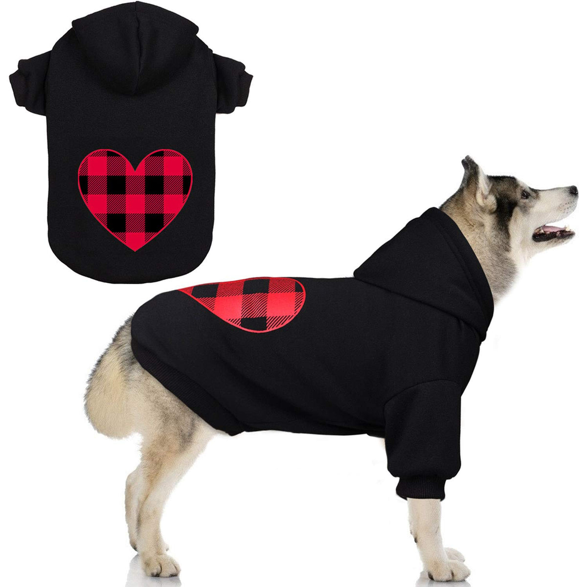 Stpiatue dog hoodie buffalo plaid keeps dogs warm on outdoor walks