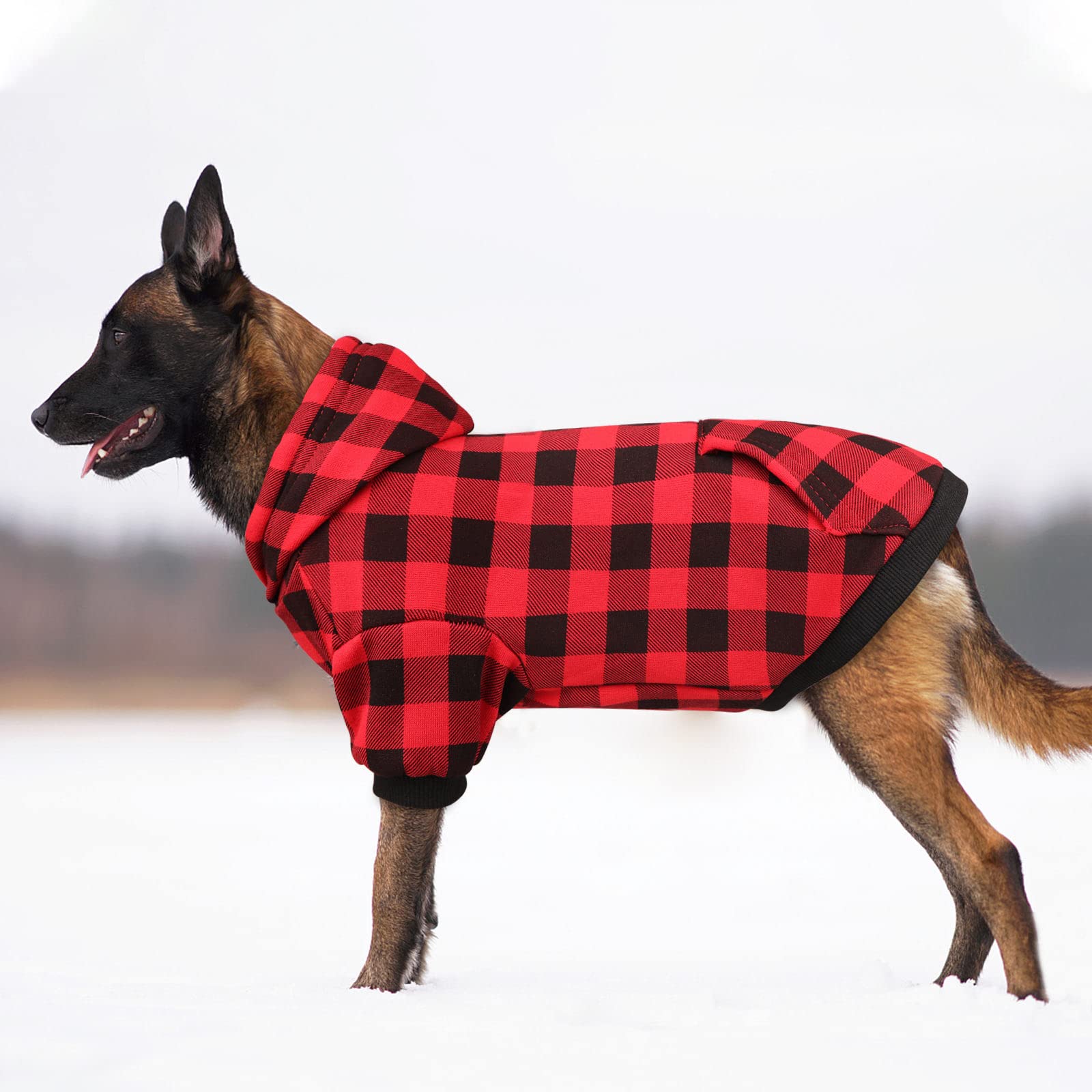 Stpiatue dog hoodie fabric closeup shows brushed fleece texture