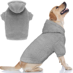 Stpiatue fuzzy dog sweater grey XL front view keeps large dogs warm
