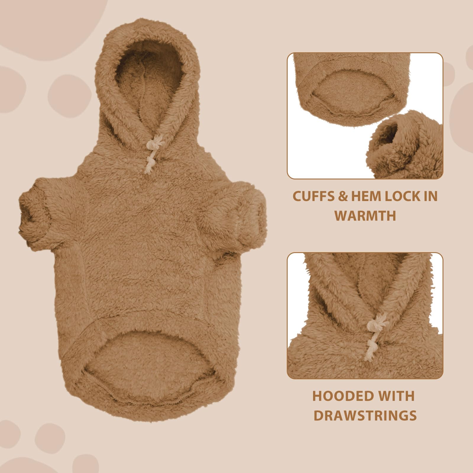 Stpiatue large-dog hoodie back view showing warmth and mobility.