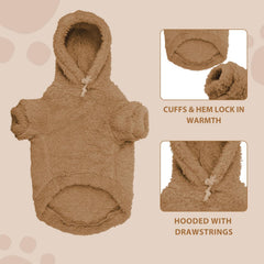 Stpiatue large-dog hoodie back view showing warmth and mobility.