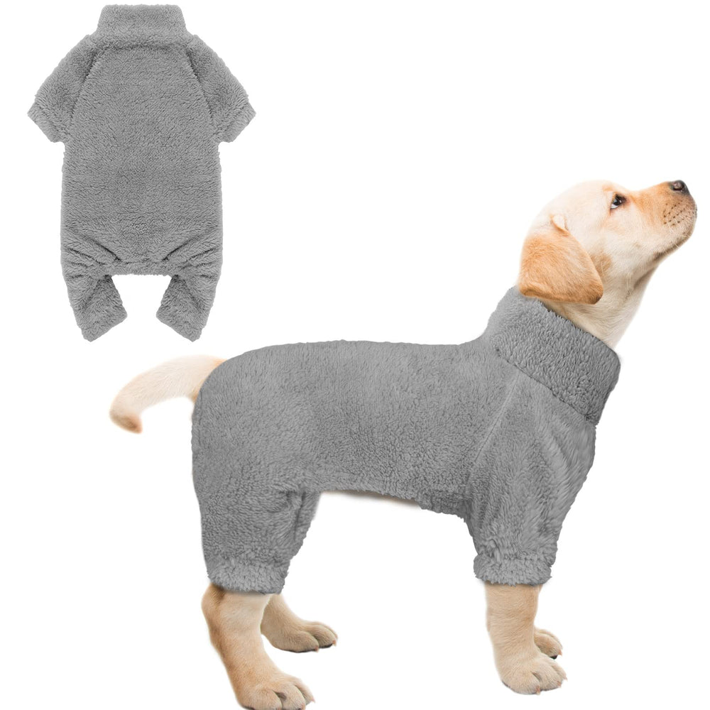 Pijama de peluche Stpiatue con cuello tortuga para perro gris suave y cálido.