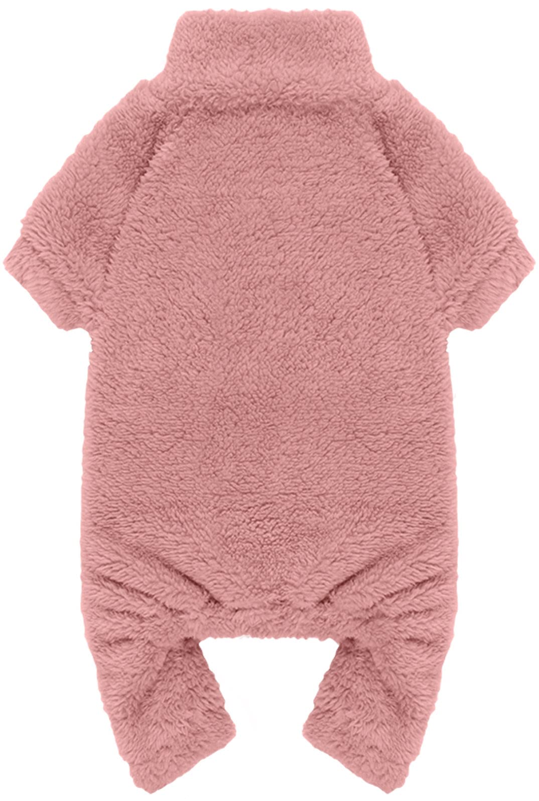 Pijamas de felpa Stpiatue para perro rosa con cuello alto, abrigador y suave.