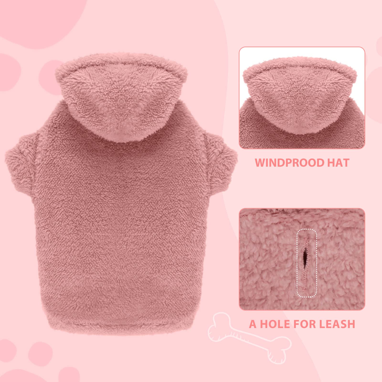 Stpiatue pink XL dog hoodie sleeve closeup shows stretchy cuffs and fit.