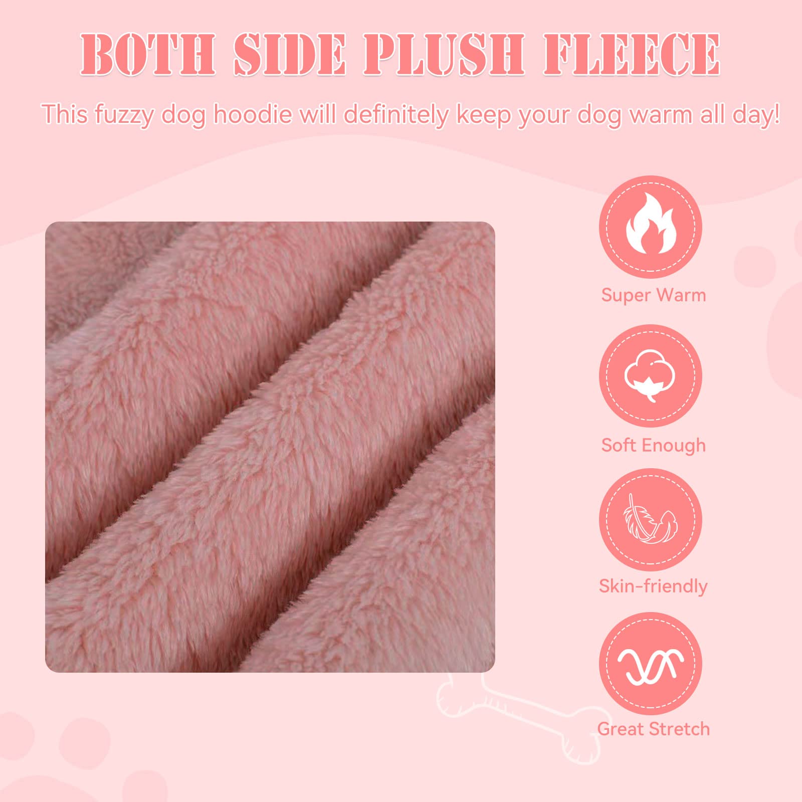 Stpiatue pink XL dog hoodie care tag highlights machine washable convenience.