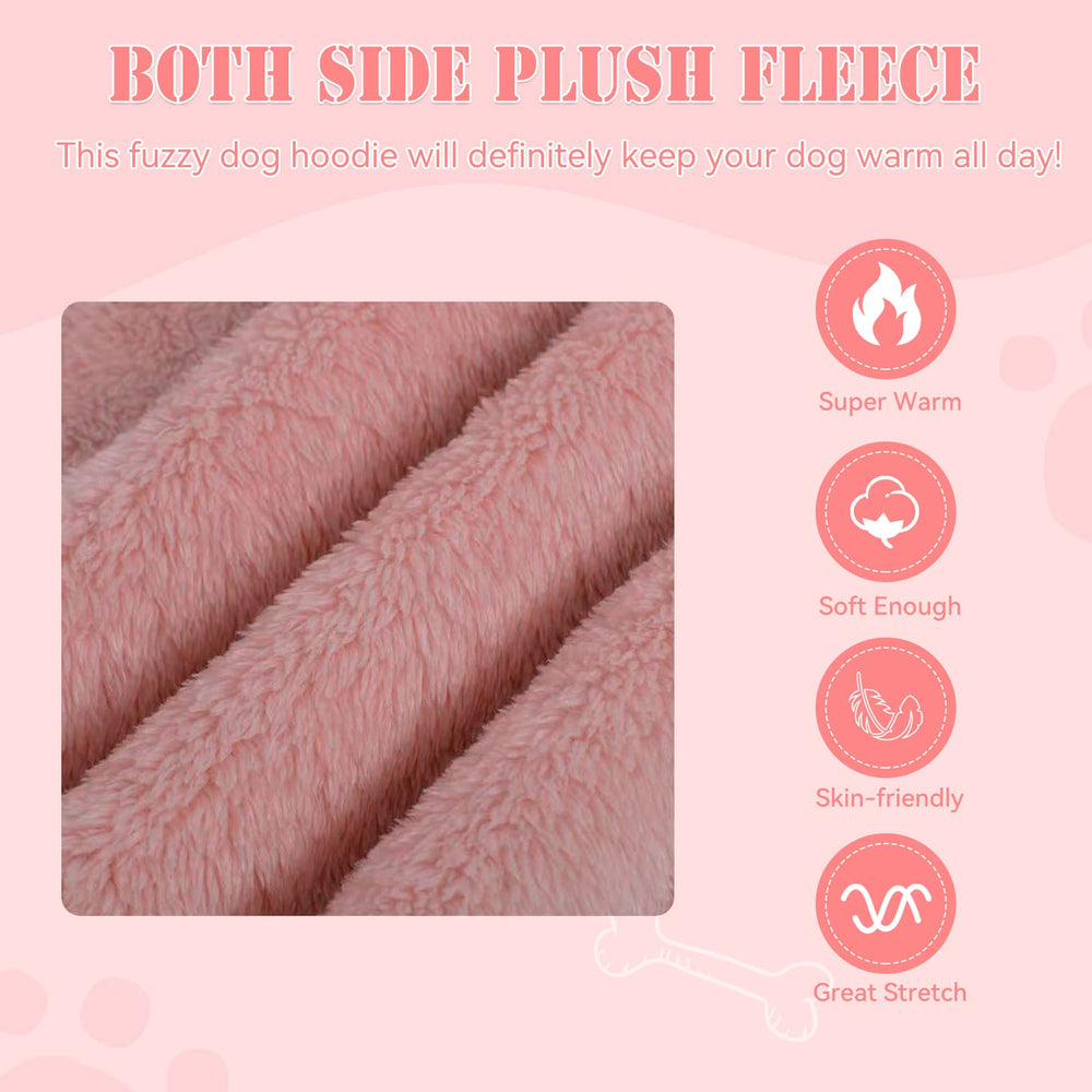 Stpiatue pink XL dog hoodie care tag highlights machine washable convenience.
