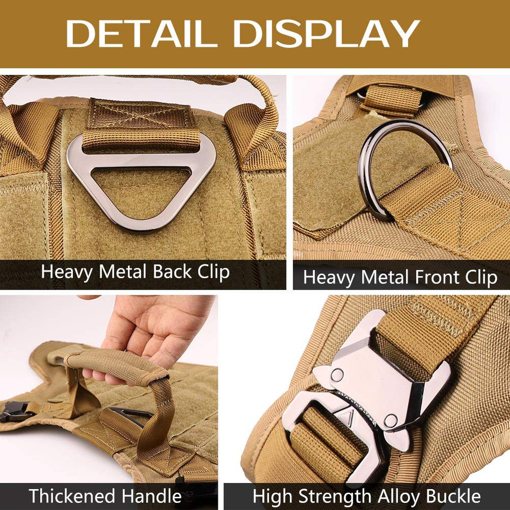 Stpiatue tactical dog harness padded handle enabling easier control during walks.