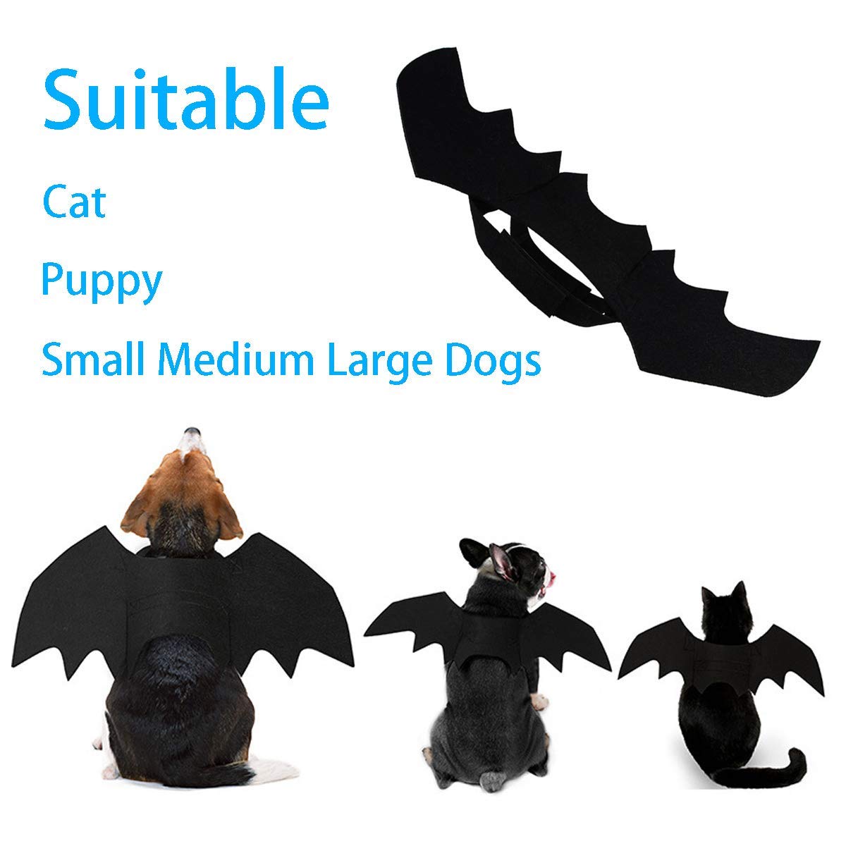 Strangefly bat wings pet costume on a large dog for bold Halloween moment