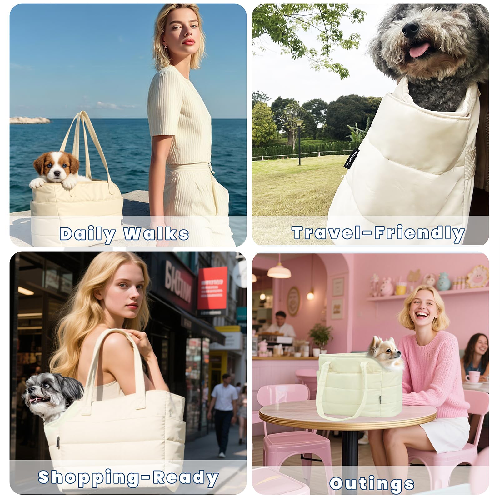 STRAODTIC small dog purse carrier wearable setup for hands-free outings.