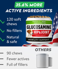 STRELLALAB glucosamine-chondroitin-msm dog chews offer nutritional joint care.