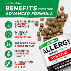 STRELLALAB dog-allergy-chews-pour: easy-dispense action for daily allergy care.