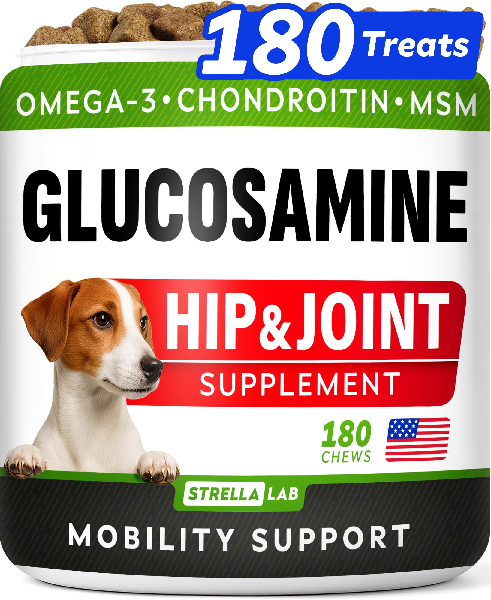 STRELLALAB dog-glucosamine-chews-pb-flavor support mobility during daily activities.