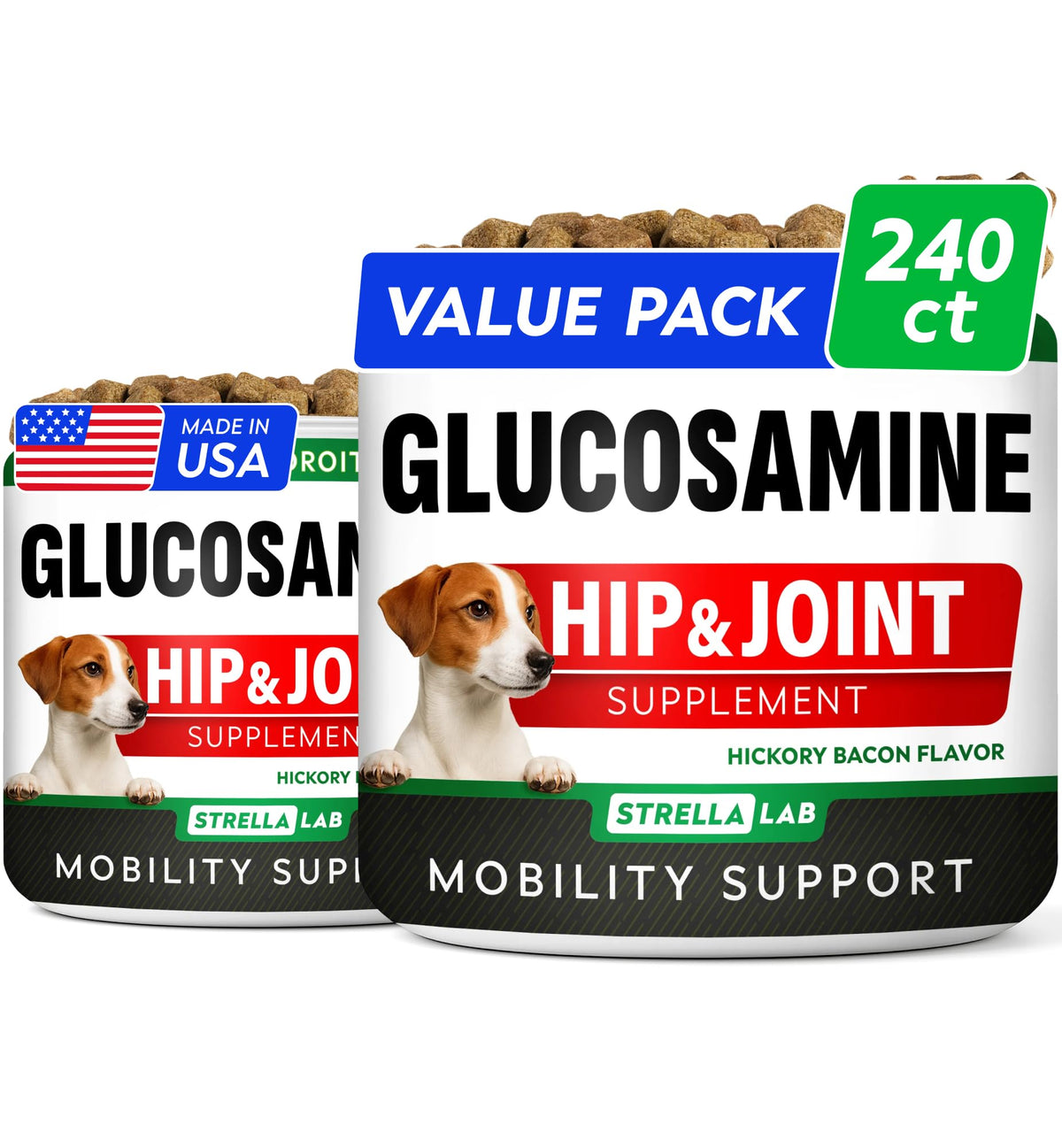 STRELLALAB dog joint supplement chews demonstrate tasty mobility support for active dogs.