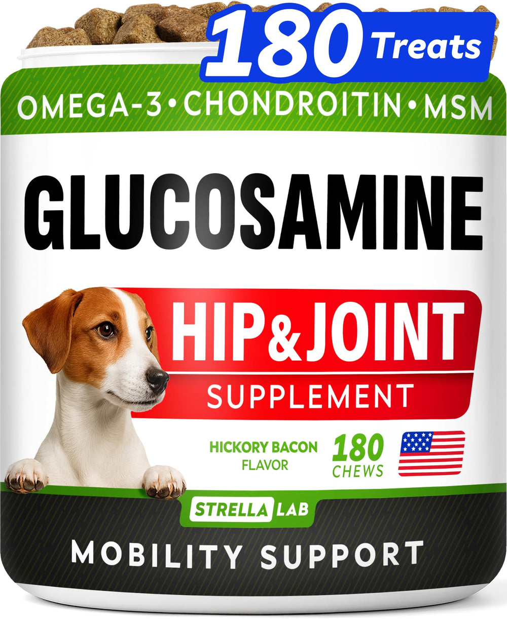 STRELLALAB glucosamine dogs-chews bottle supports mobility