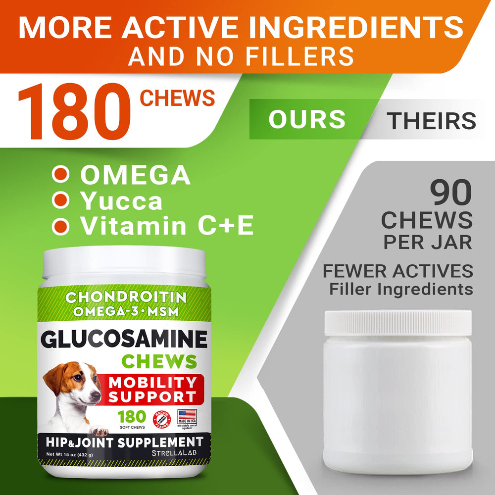 STRELLALAB glucosamine dogs-chews closeup showing texture and flavor