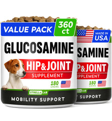 STRELLALAB glucosamine large dogs 360ct bottle supports joint mobility.