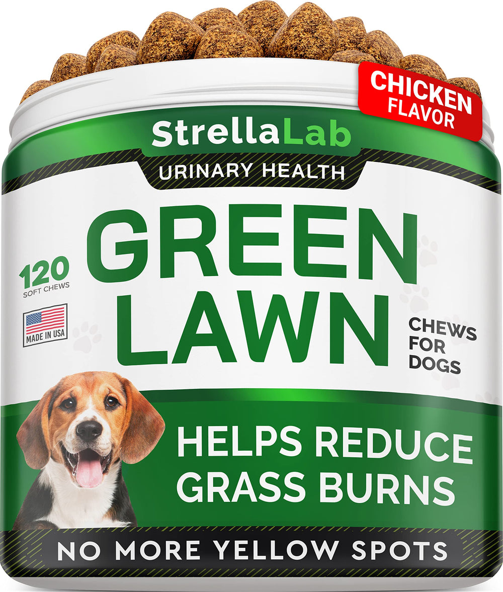 STRELLALAB grass burn spot chews bottle for easy lawn protection.